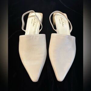 Ana Palma Cream Leather Slingback Shoes Size 42 (US Size 10) Made in Spain